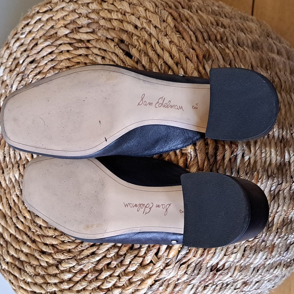 Sam Edelman Womens Adair Preppy/Dress/Office Black Leather Mules 2" Heels 8.5 - Picture 6 of 9